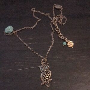 🌸Lucky Brand Owl Pendant 16” Necklace with 2”extender. Turquoise Accents